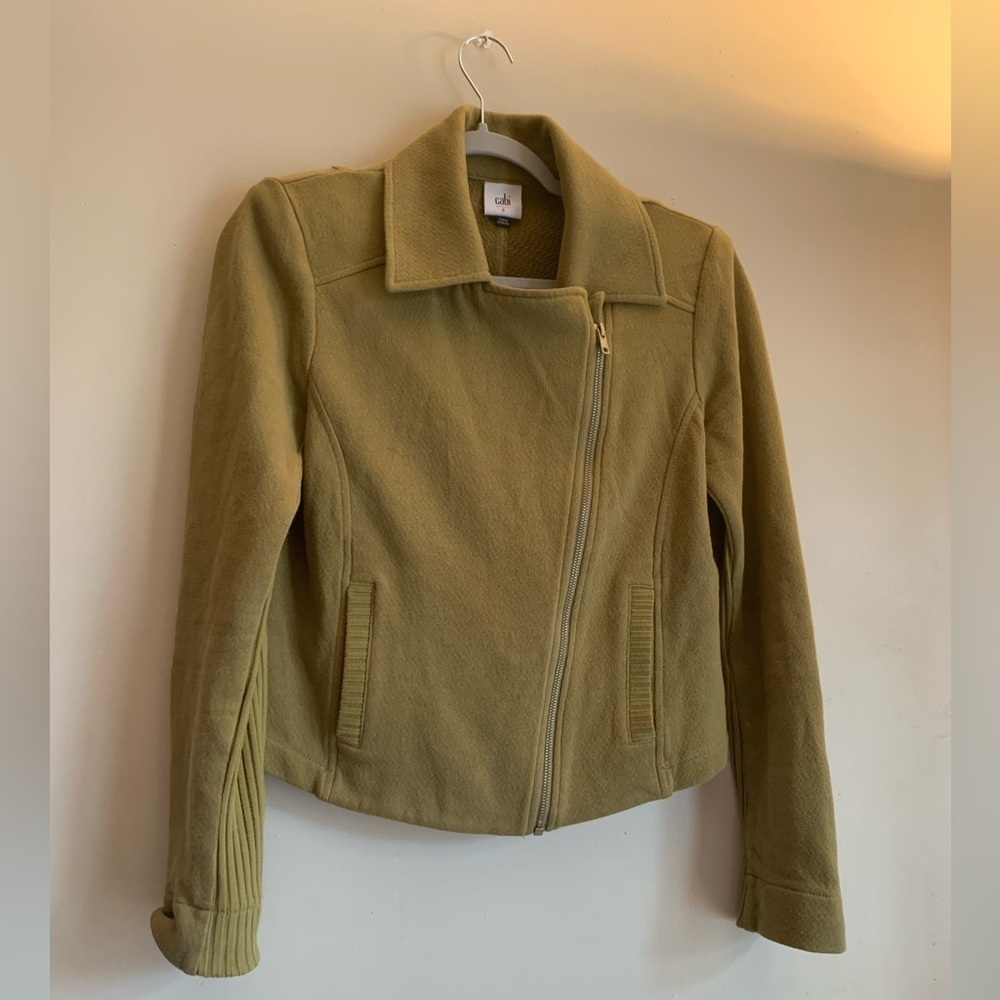 CAbi Utility Jacket Coat Women Size Small Olive Green Casual Winter Outerwear